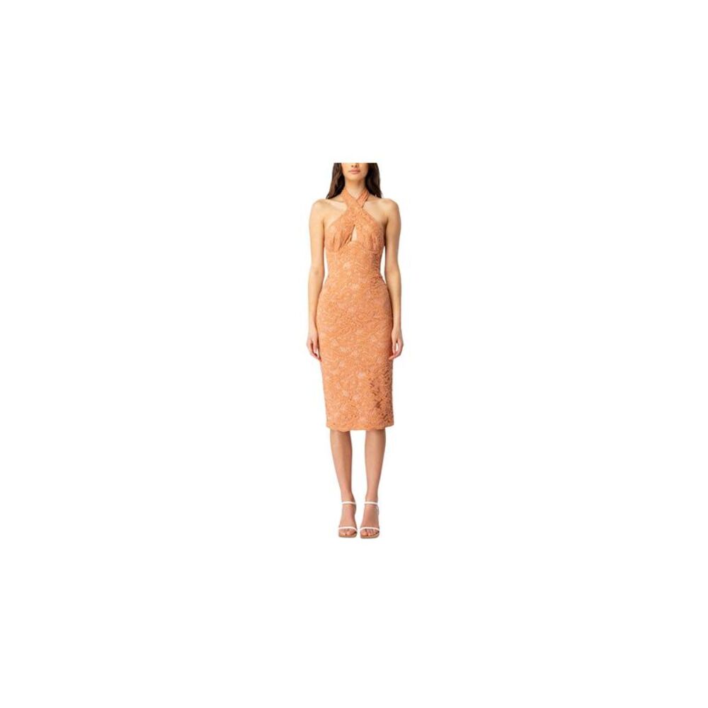 BARDOT Womens Orange Corset Boning Lined Sleeveless Sheath Dress XS